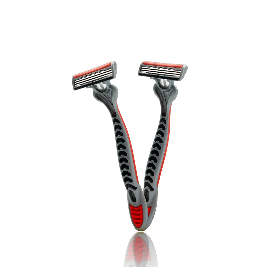 High Quality Rubber Handle 3 Blades Disposable Razor for Shaving