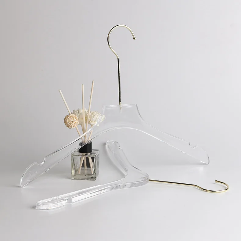 acrylic design hanger dress transparent Mall laundromat laundry hangers custom Grey clear coat Brand clothing store hanger