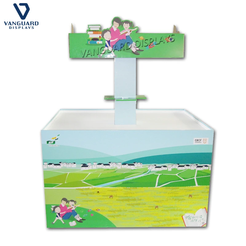 
Custom Toys Shop Floor Standing Cardboard Paper Quarter Pallet, Advertising Display Stand Shelf 