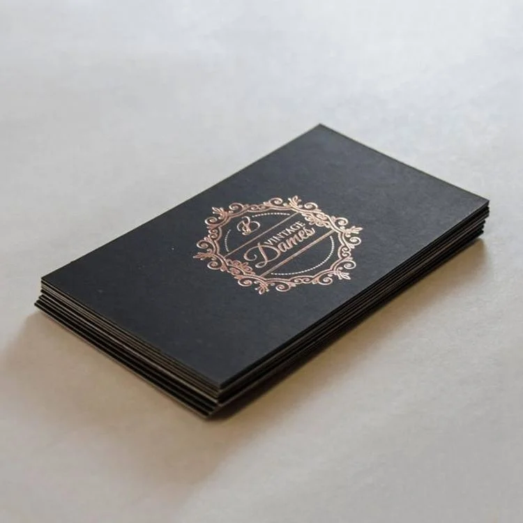 Rose Gold Calling Cards Print, Black Private Label Printing Business Card