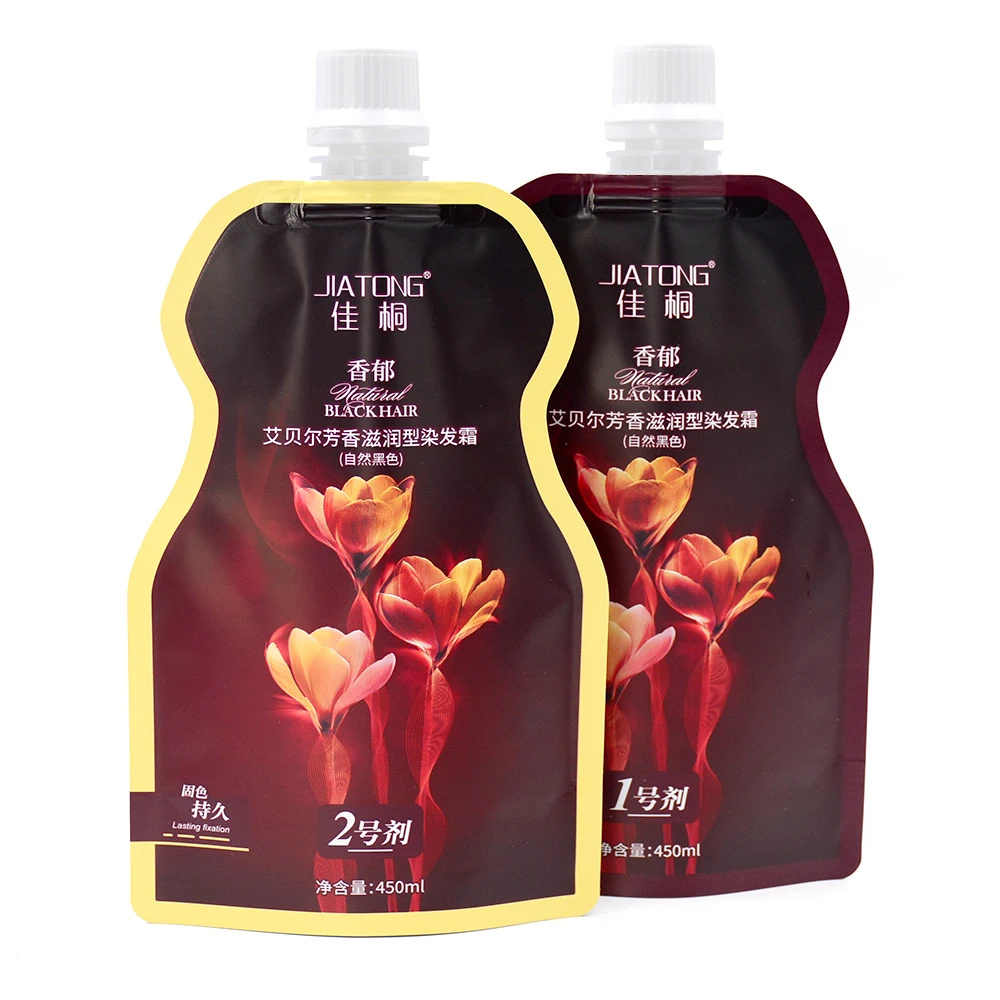 Glossy 450ml Hair Dye Stand Up Spout Pouch Aluminium Foil Plastic Heat Sealing Mylar Plastic Liquid Reusable Suction Nozzle Bags