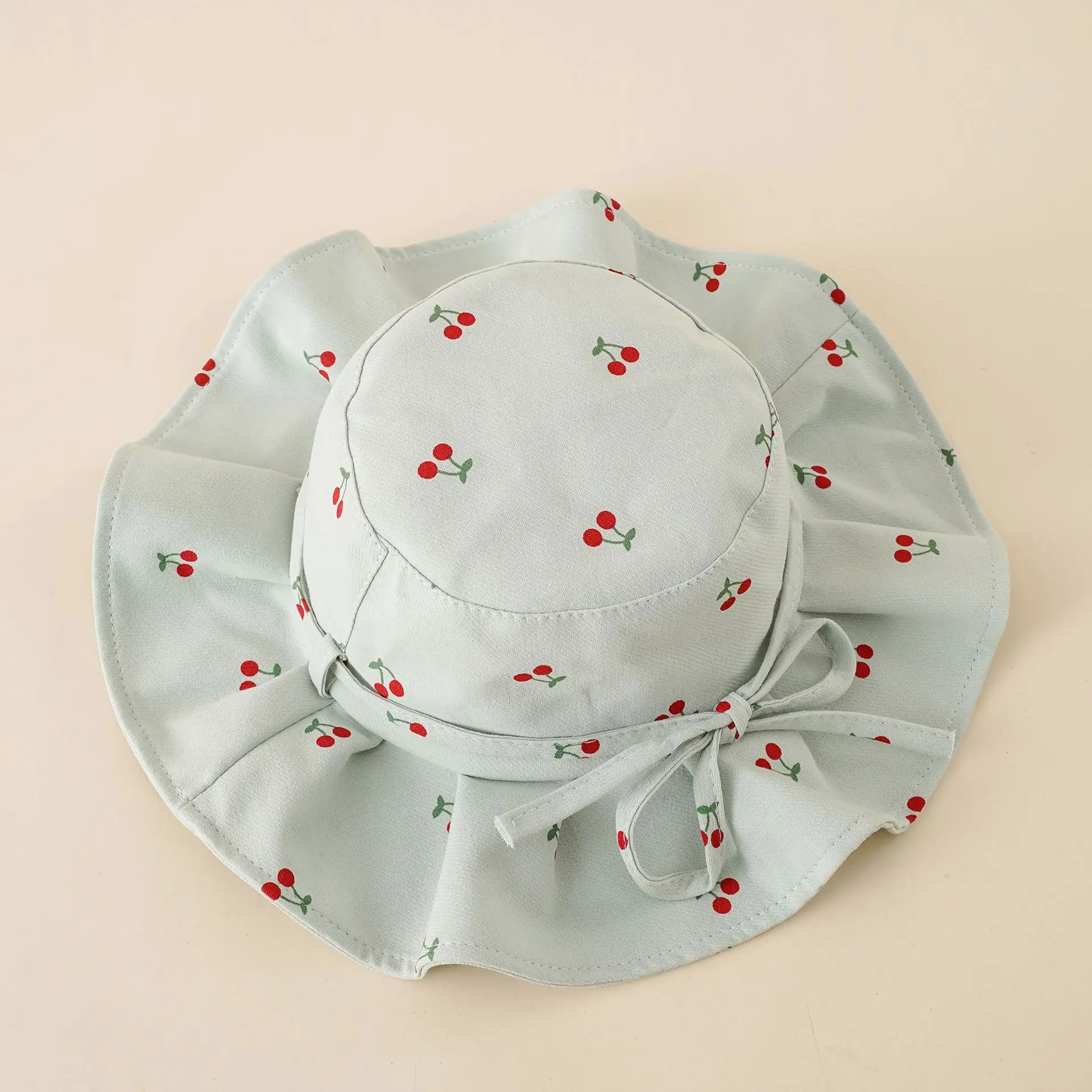 New fruit print summer simple kids sunshade bucket hat children fisherman hat with rope