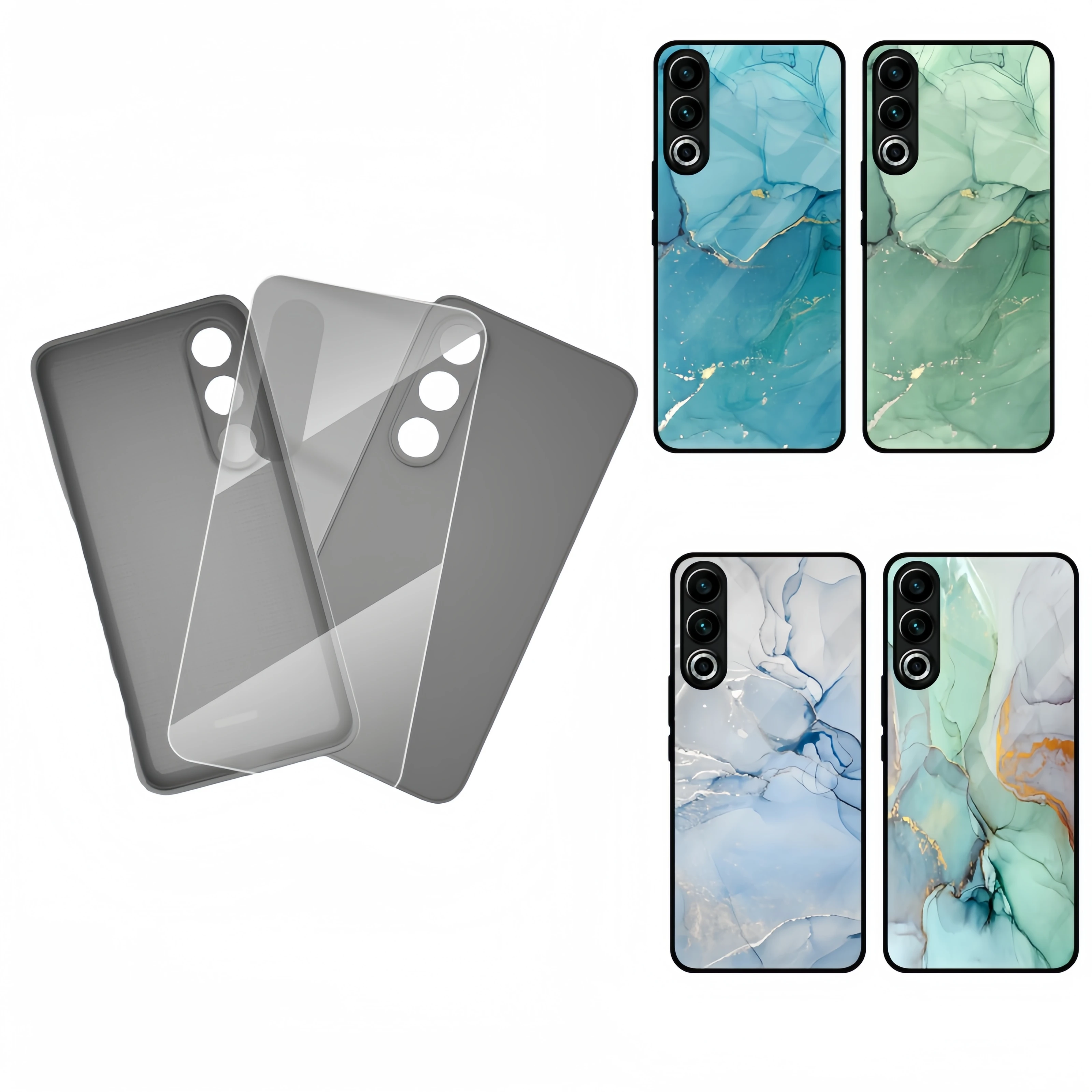 wholesale DIY Customized UV Printable TPU + PC + Tempered Glass 2 in 1 Sublimation Blank mobile Phone Case for Meizu Series