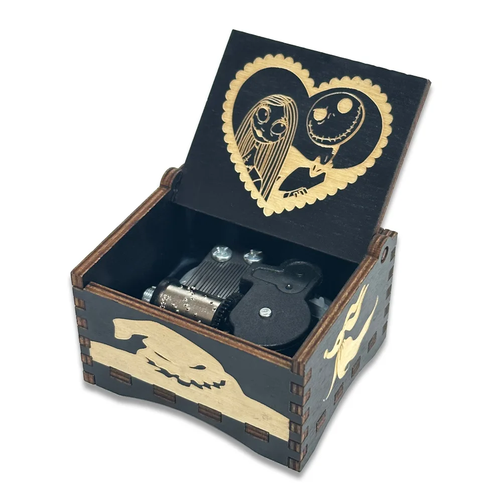 Hot New Anime Cartoon Happy Birthday Halloween Wind up Small Wooden Music Box Automatic Movement Mechanism Musical Box for gift