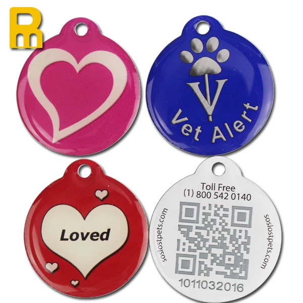 Custom QR code Id Anti-Lost Dog Tag and URL programmable RFID epoxy pet ID tag