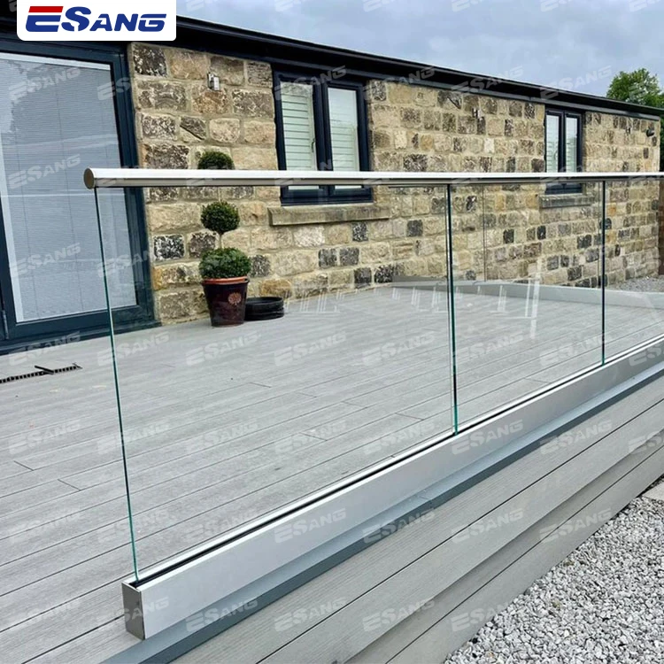 ESANG Outdoor Wall Aluminum Balustradeu System U Channel Glass Aluminum Railing Balcony For Frameless