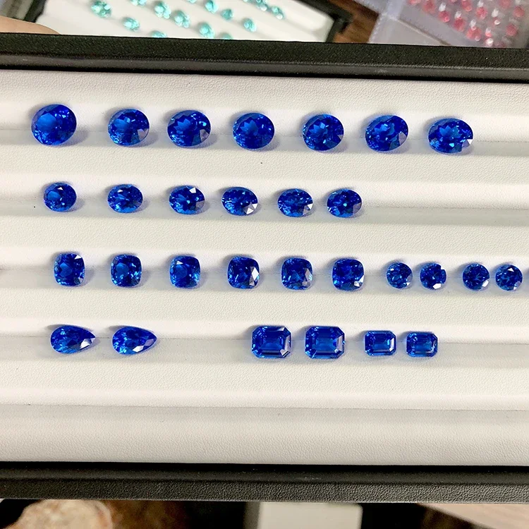 Wholesale Cheap 5A Grade Round Cut Synthetic Corundum 34# Blue Sapphire Stone Lab Grown Loose Gemstones Sapphire 2mm 3mm 4mm