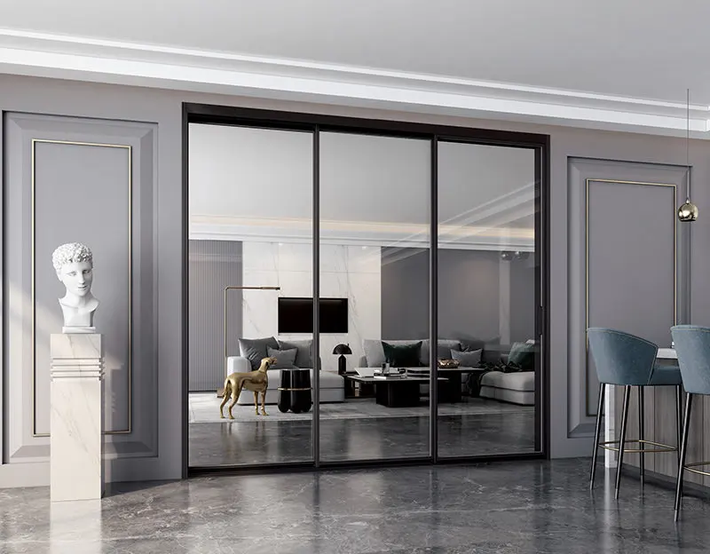 2024 Modern Transparent Toughened Glass Acoustic Office Partition Wall Aluminum Alloy Sliding Doors Foldable