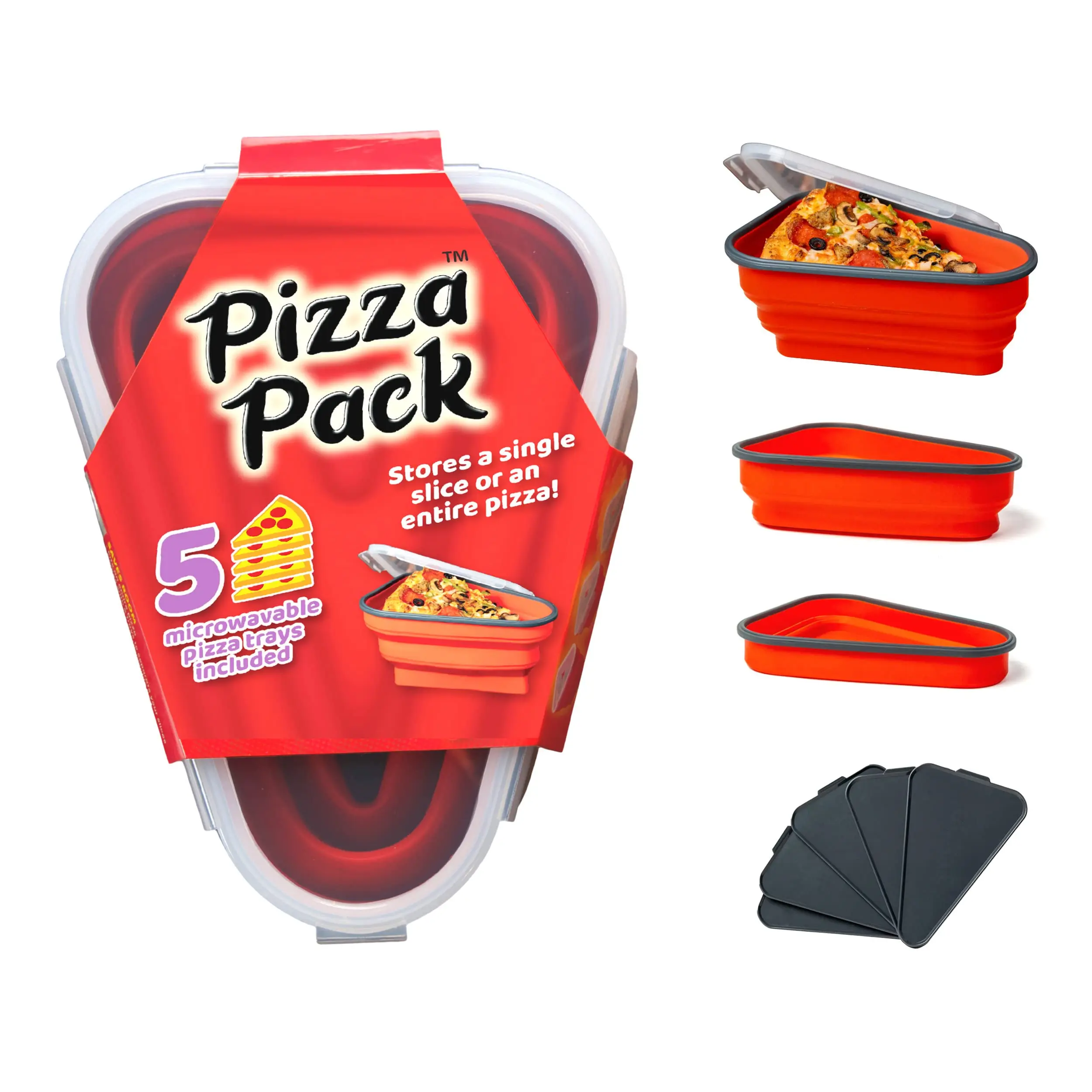 Bpa-Free Adjustable Reusable Collapsible Pizza Slice Container 2023 Silicone Reusable Pizza Storage Container Collapsible