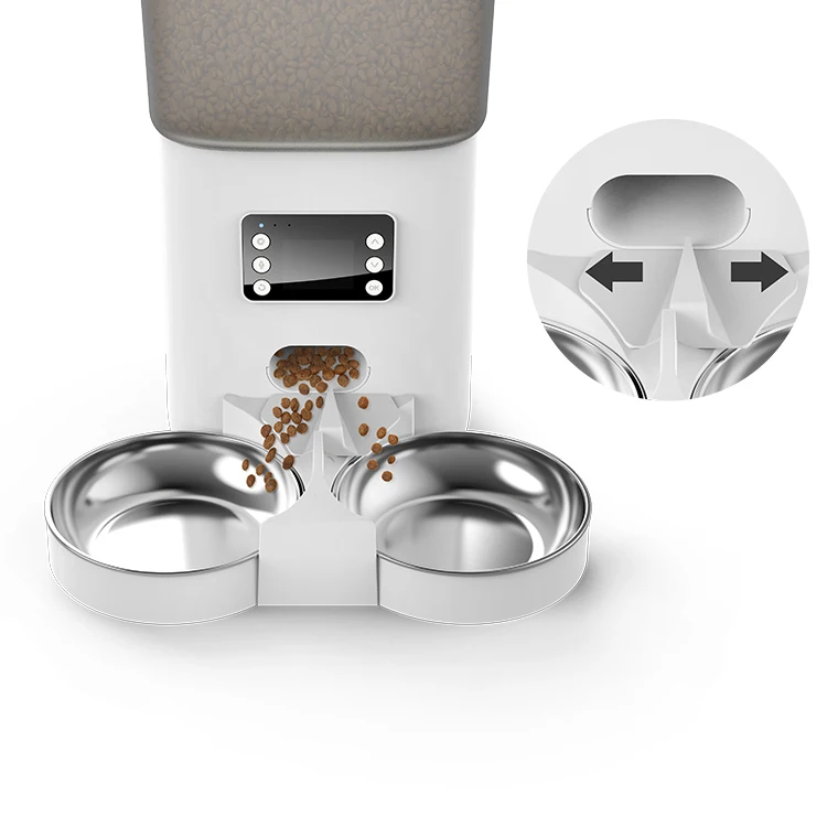 6L Auto Dog Double Bowl Phone Control Cat Automatic Feeder Smart Pet Bowl
