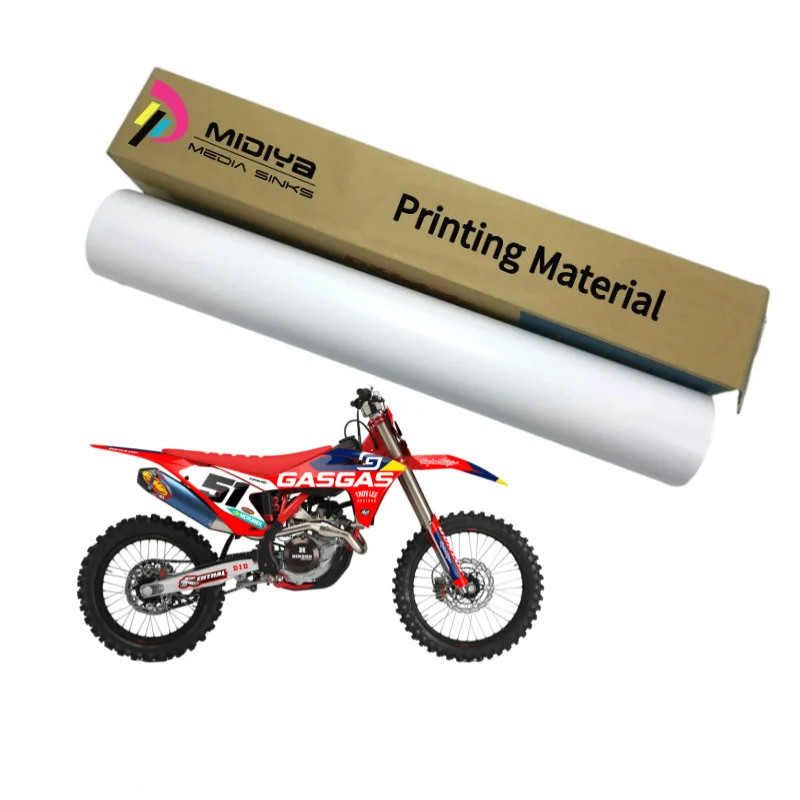 Custom Racing Fadeproof Motor Bike Decal Eco Solvent Inkjet Vinyl Printing Roll White Glossy Stickers Self Adhesive Sticker