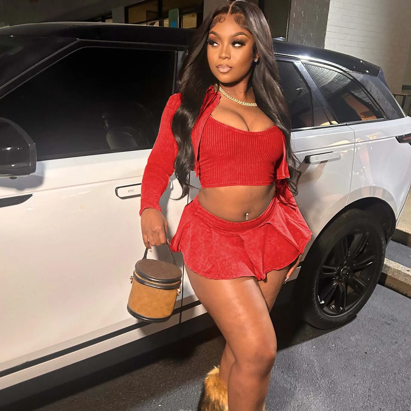 FS13066D casual 3 Piece sets women 2024 spring mini skirts outfits