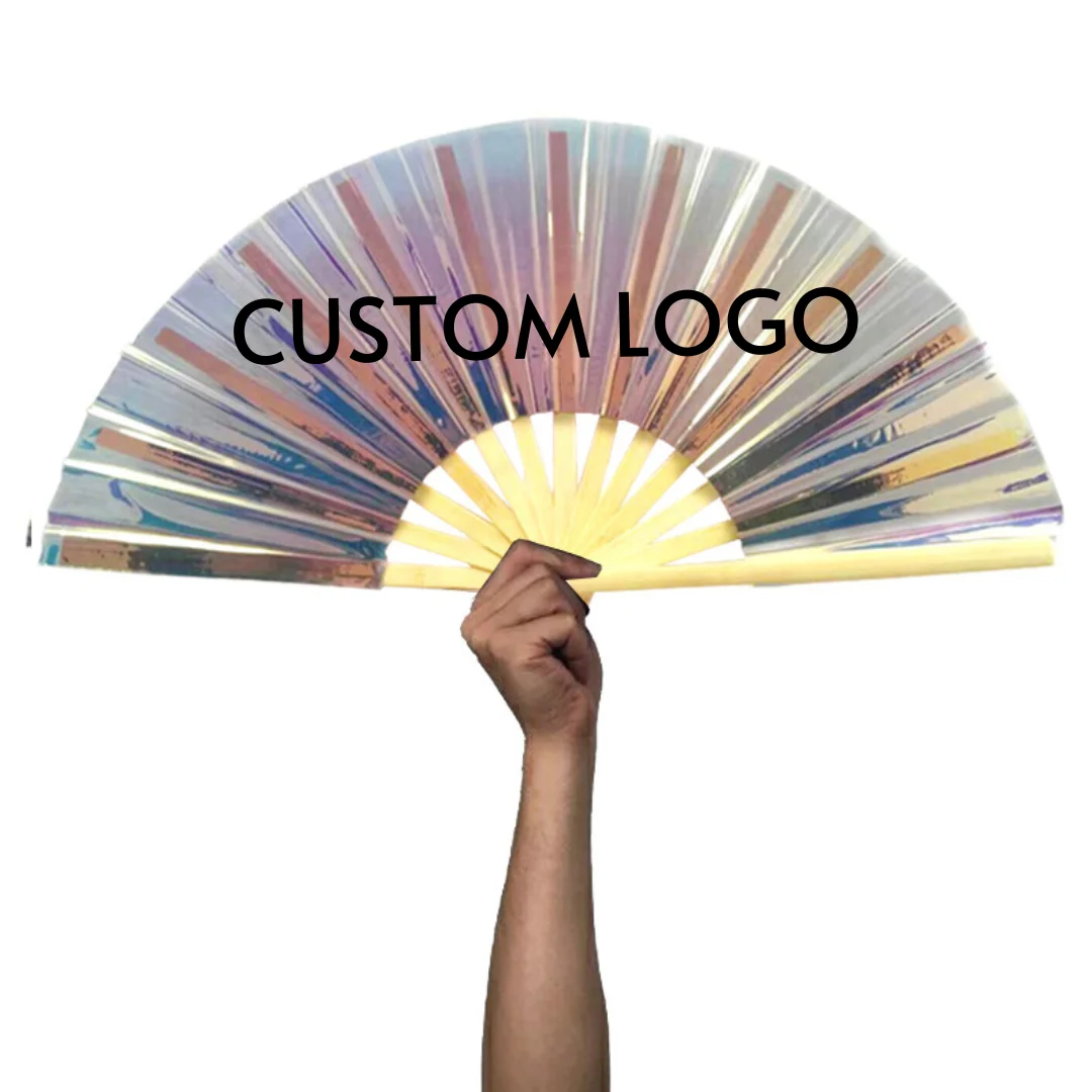 Прозрачный веер большой сверкающий складной Ручной Веер для вечеринки ночного клуба фестиваля Хэллоуина