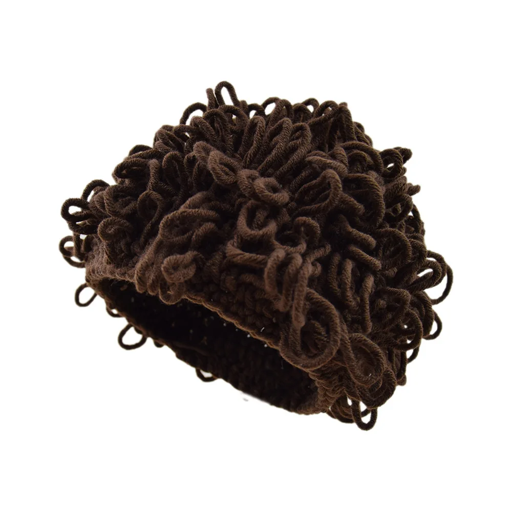 HZM-24441 Hip Hop Hand Crochet Woolen Yarn Caps Novelty Hat Winter Handmade Wig Woolen Cap