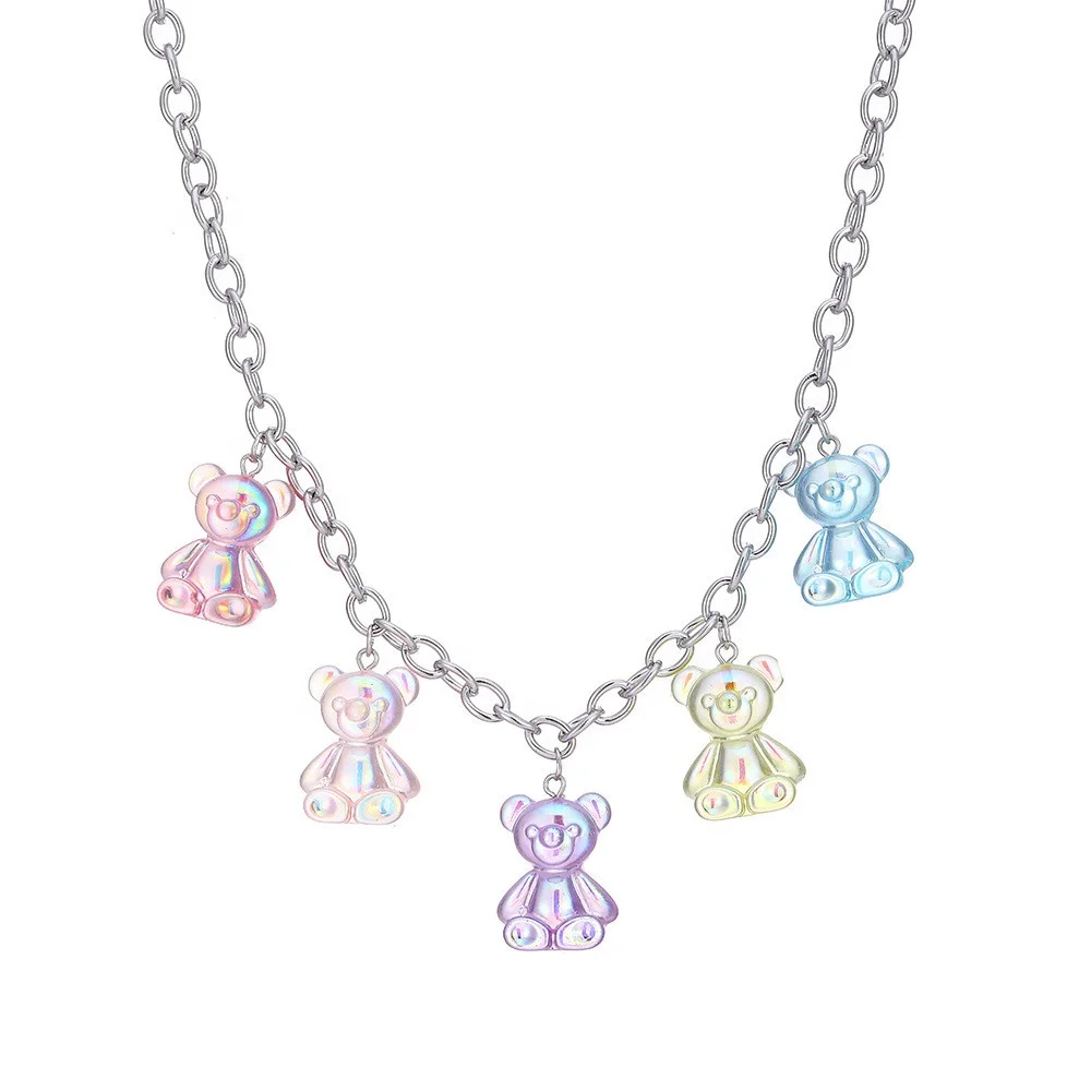 Cute cartoon Resin Yellow Duck Pendant Necklace Colorful Little Duck For Women chain Choker Lovely charms for Women Jewelry Gift