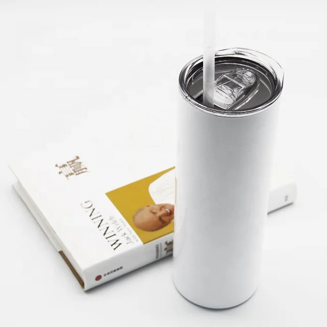 
RTS Klooper 20oz Sublimation Blank Straight Tumblers with Straw and Rubber Coaster 