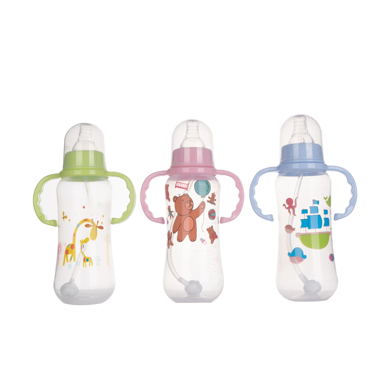 Baby Feeding Bottle Wide Neck Cartoon Printed Non-Drip Bottle PP Milk Water Drinking Sublimation Travel BPA Free 280ml Bottles