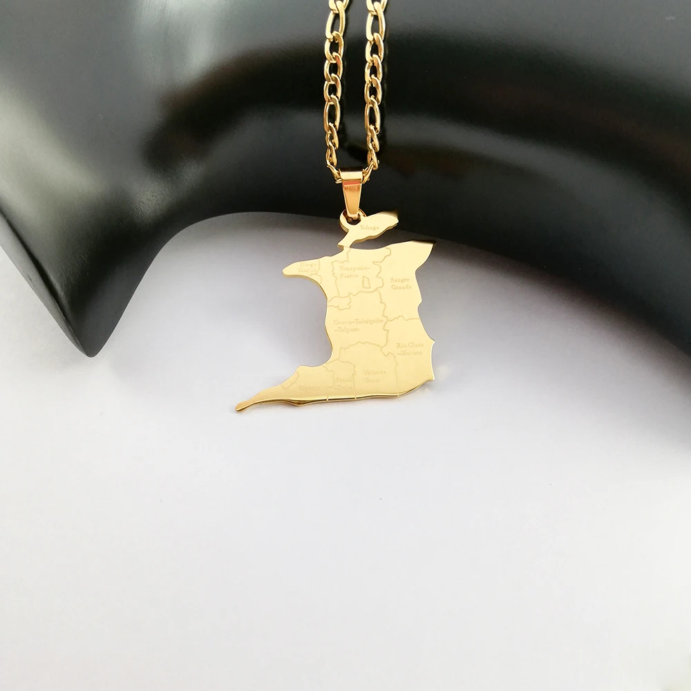 Trinidad Necklace Stainless Steel Jewelry Trinidad Flag Fashion Jewelry Necklaces Trinidad And Tobago Country Map Necklace