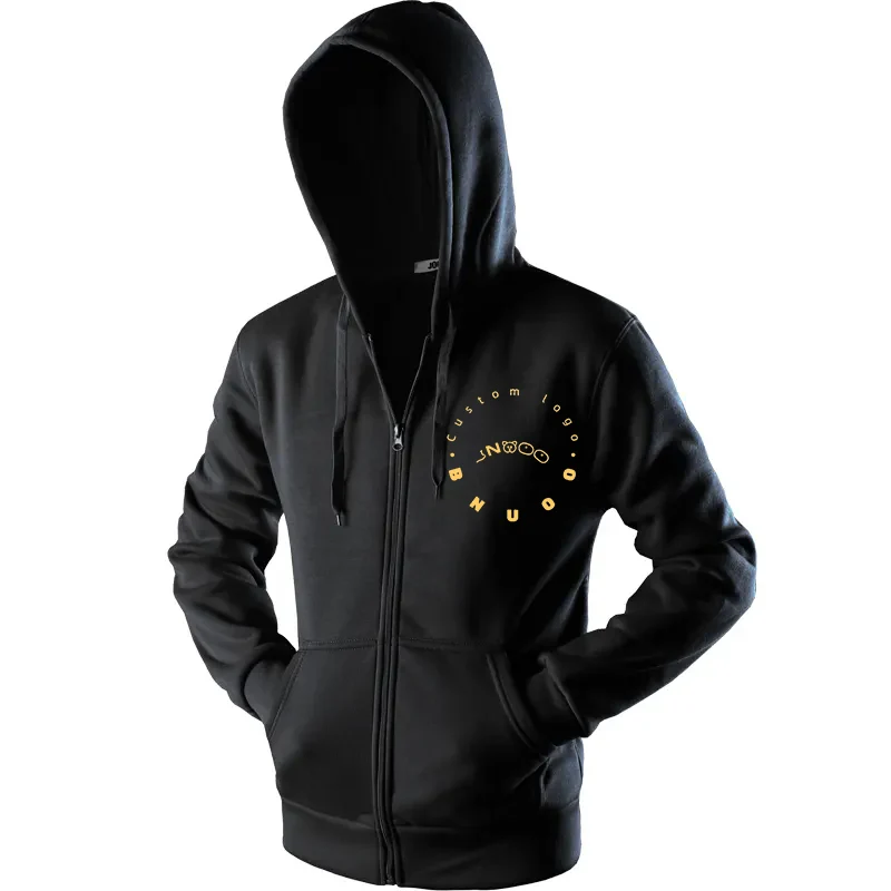 Wholesale Men Streetwear Zip Up Hoodie Custom Print Jacket Heavyweight 400gsm Hoodies