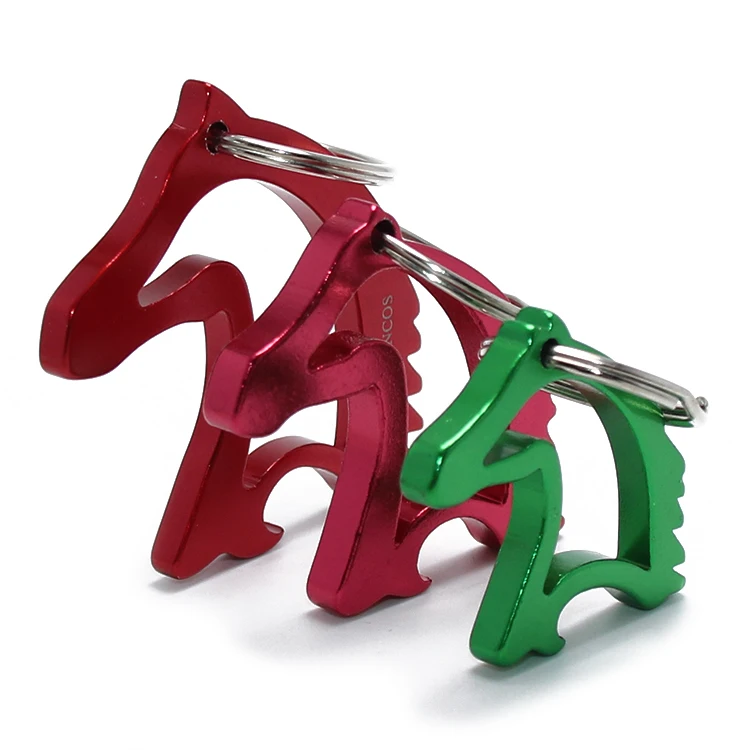 
Promotional Gifts Anodization Aluminum Metal Horse Head Shaped Beer Opener Keyring Hotsale Horse Bottle Opener Keychain 