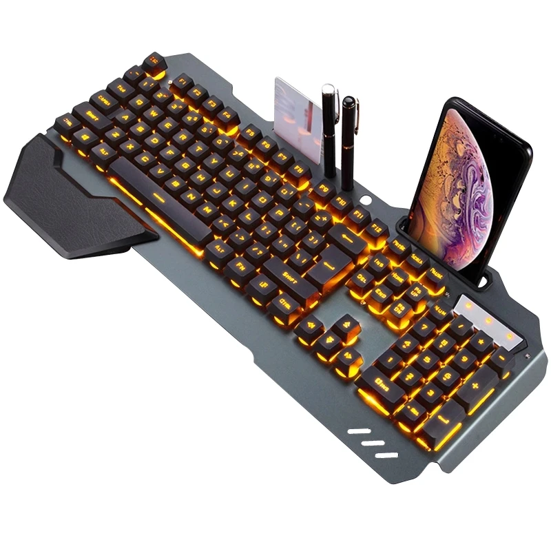  2 4G RGB беспроводная клавиатура и мышь для ПК геймеров с батареей 3000 мАч металлическая панель механические ощущения игровые