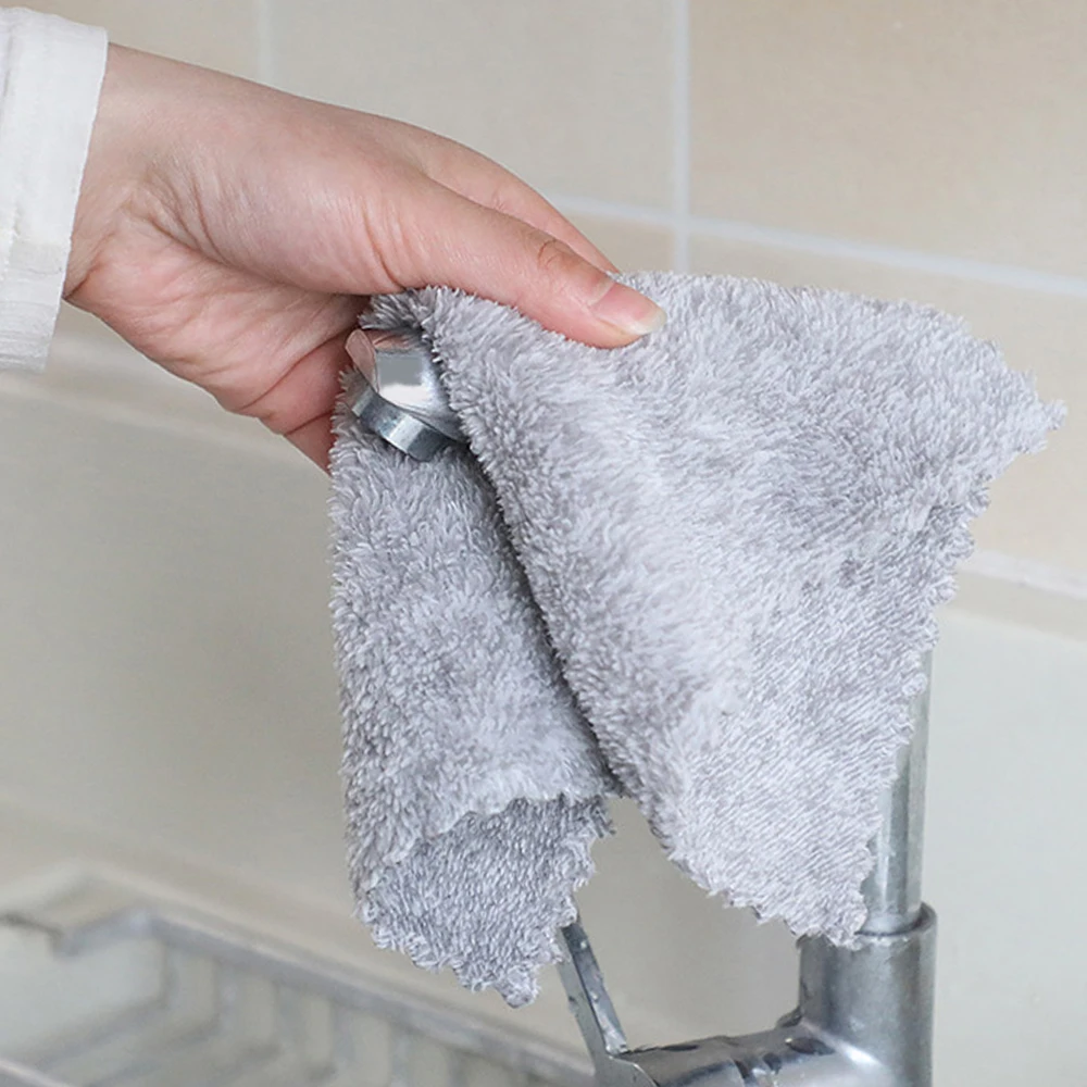 Kitchen Towel Washing Dish Car Cleaning Towel Rags Bamboo Fiber Cloths Dishcloth Wipe Gray Bamboo Cleaning Cloth