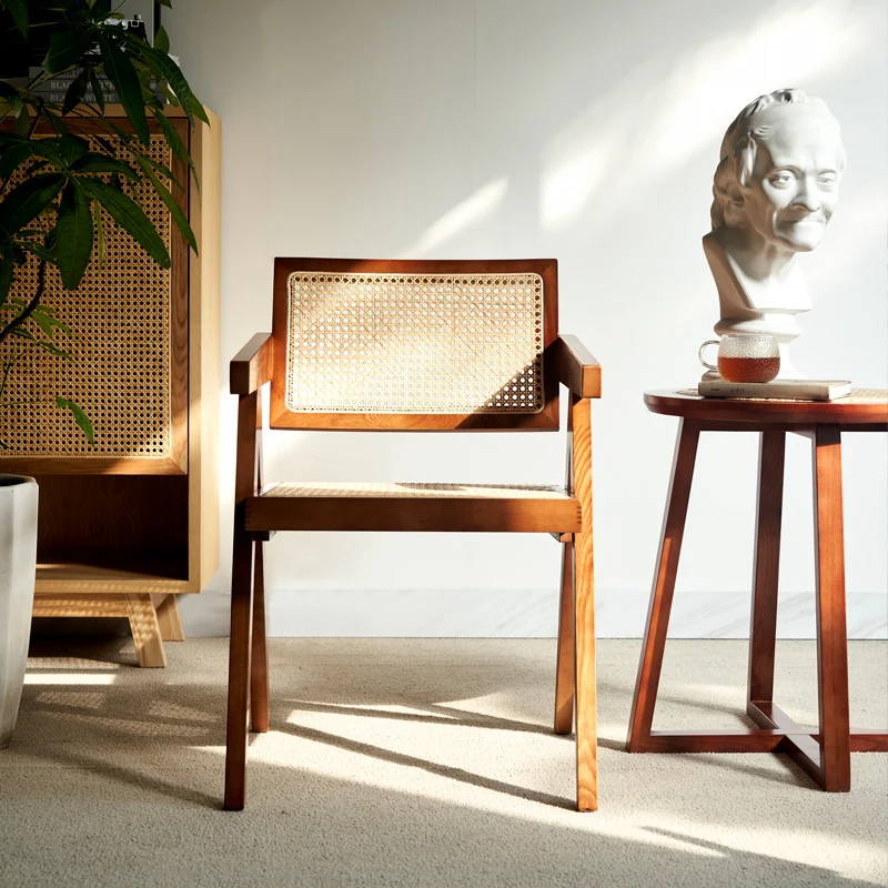 Classical canteen coffee shop wood cane wooden restaurant chair