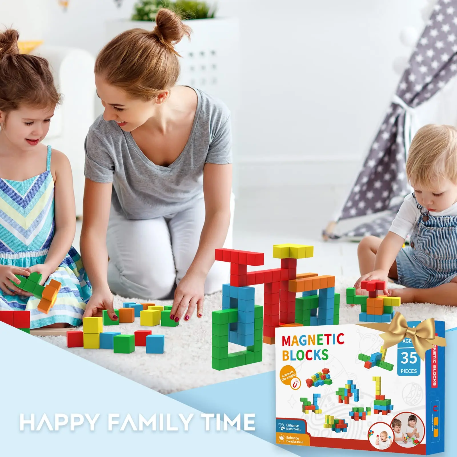 Magnetic Blocks Toddler Toys for 3 4 5 Year Old Boys Girls Stem Preschool Learning Sensory Toys and Gifts for Kids Magnet Toy