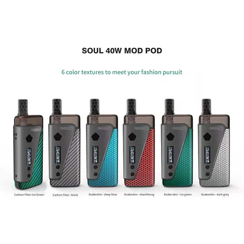 
2021 Best Price Vape Box Soul 40W Mod Pod 1300mAh vaper vaporizador 