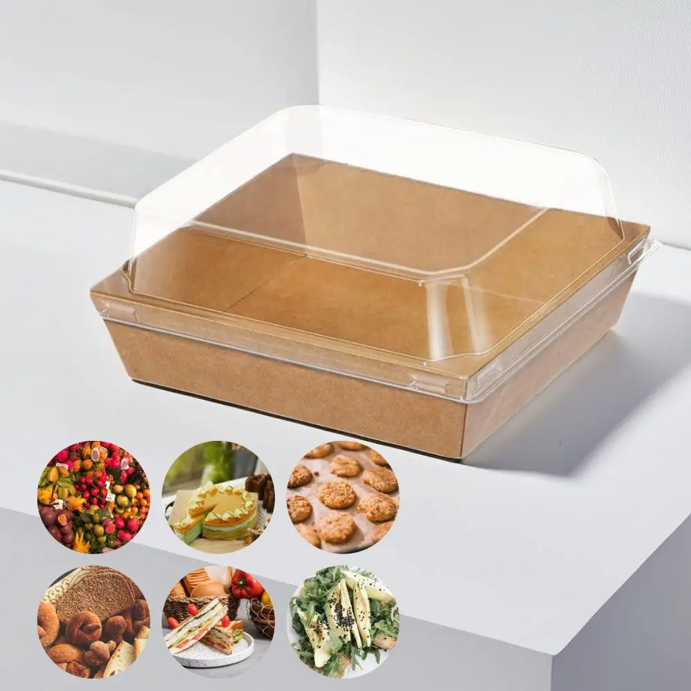 Custom Eco Friendly Takeaway Food Boxes Disposable Meal Prep Food Packaging Kraft Paper Lunch Box with Lid