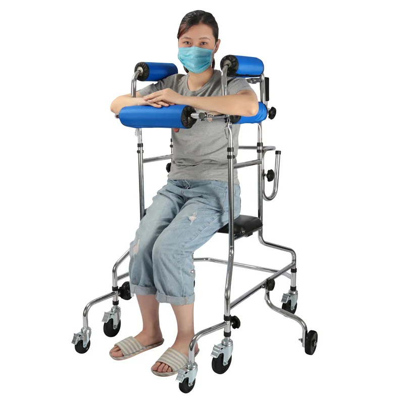 Adult lower limb training rehabilitation standing frame walking aid with seat