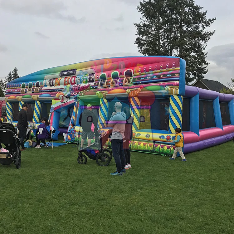 Outdoor party game inflatable castle maze carnival fun house maze for kids and adults