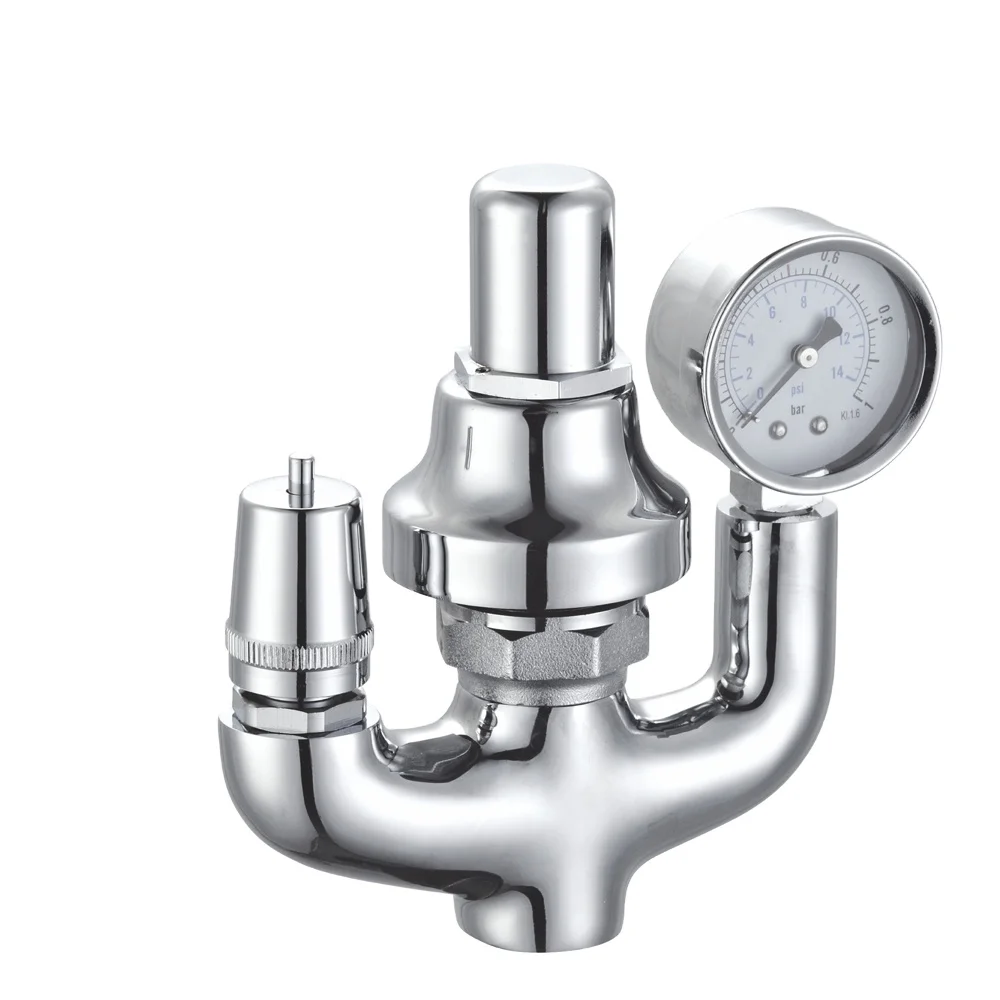 Brass oil drain valve for commercial soup pot safety valve with pressure gauge