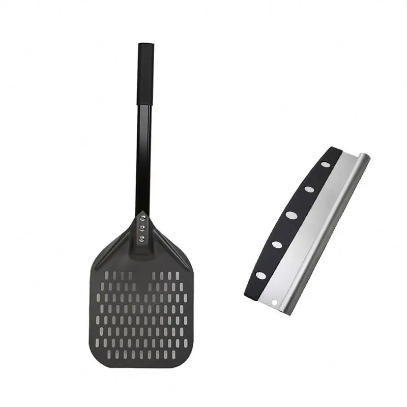 New Arrivals Baking Pizza Brick Oven, Perforated Rectangular Anodized Extended Silicone Handle Aluminum Pizza Turning Peel