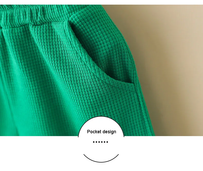 Summer waffle knitting matching color polo short Sleeves T-shirt short Shorts 2pcs kids clothes set with smile emb