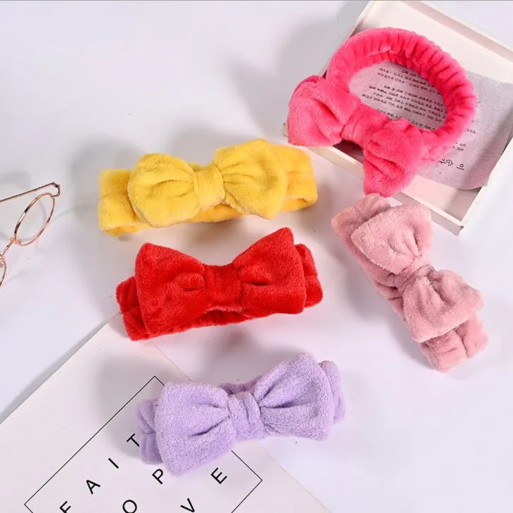 Hot sale ladies cute and practical hair accessories high quality coral velvet solid color headband