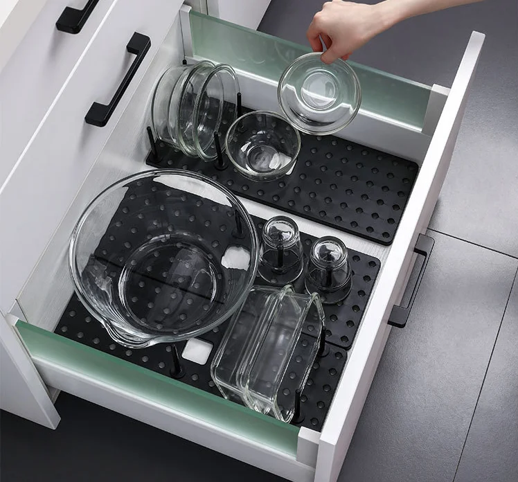 Stretch drawer type plastic spoon pot lid holder for family kitchen drain rack and storage