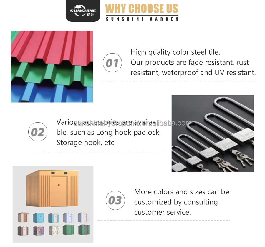 Waterproof galvanized metal garden shed outdoor garden cellar tool storage house