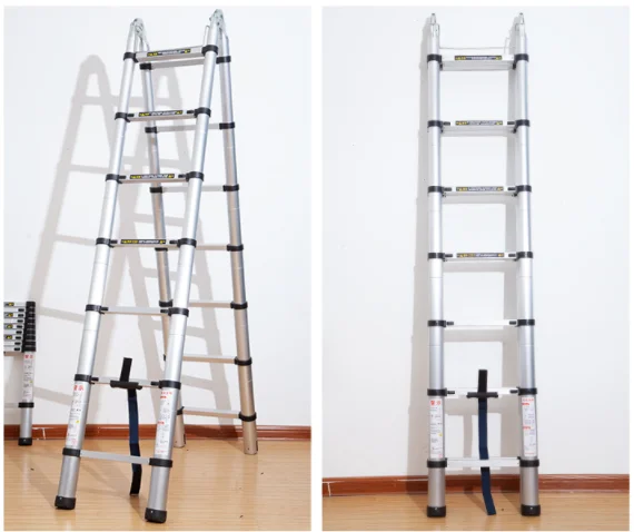 Hot selling aluminum multifunctional folding extension with hinge telescopic ladder 8m