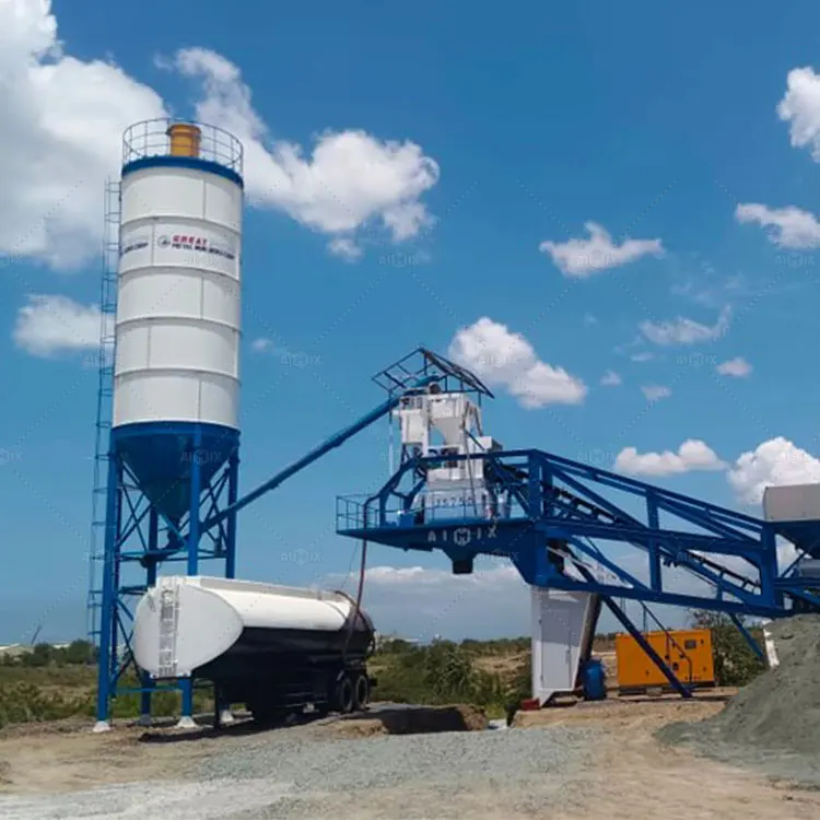 Automatic Small Mobile 35 CBM Per Hour Productivity Concrete Mixing Plants Supplier Aimix