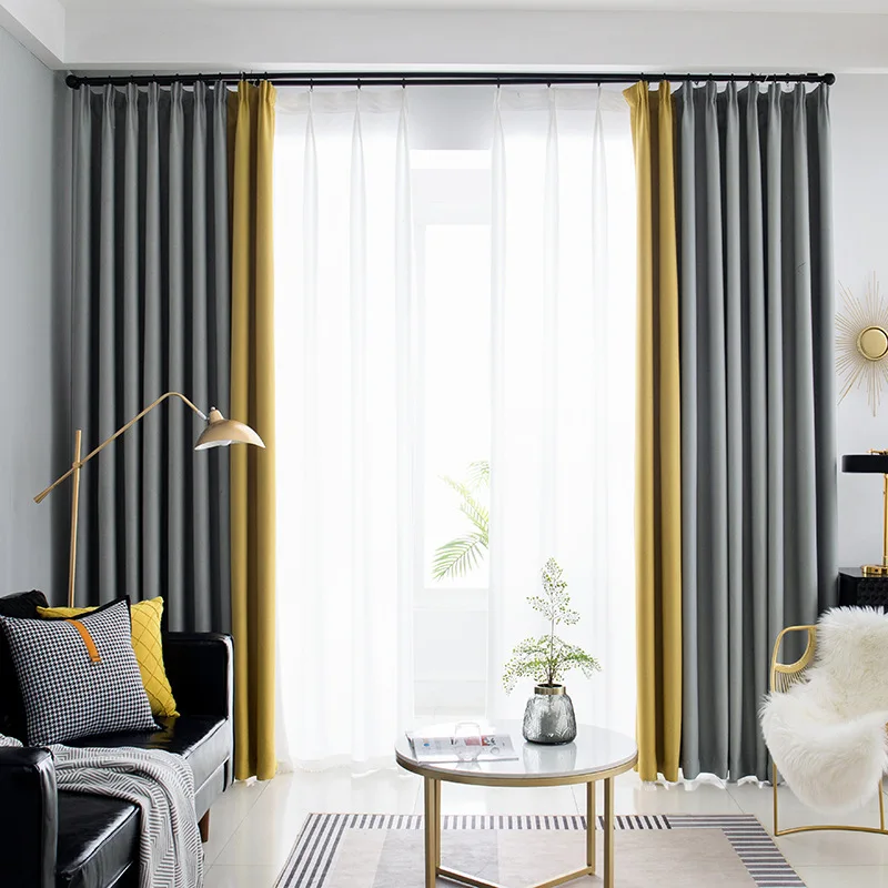 Engineering Customize Glazing Thickened Shading Polyester Fiber Curtain Modern Living Room Bedroom Hotel Wholesale