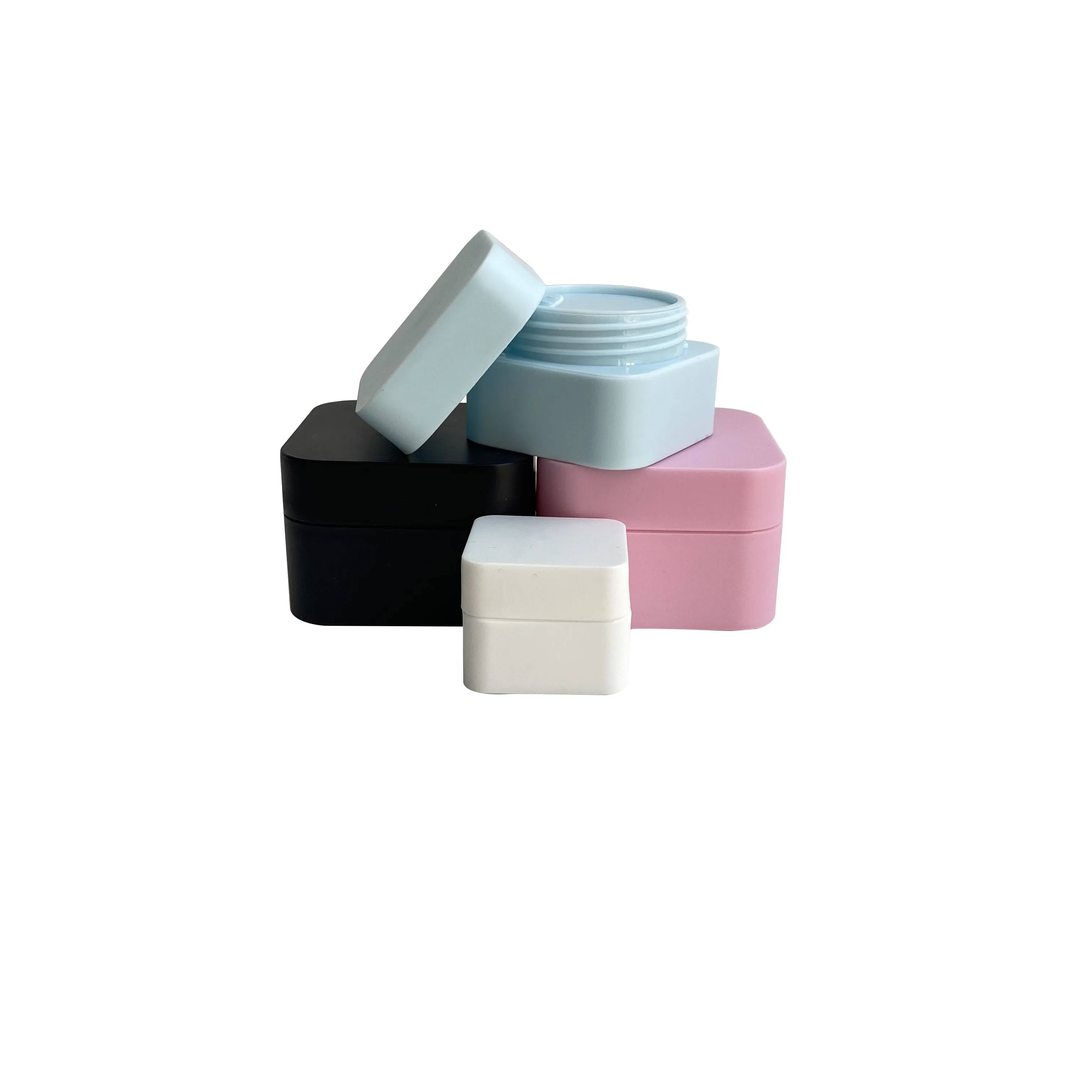 Wholesale square cosmetic storage container 5g 10g 20g 30g 50g pink white blue black empty PP plastic cream jar
