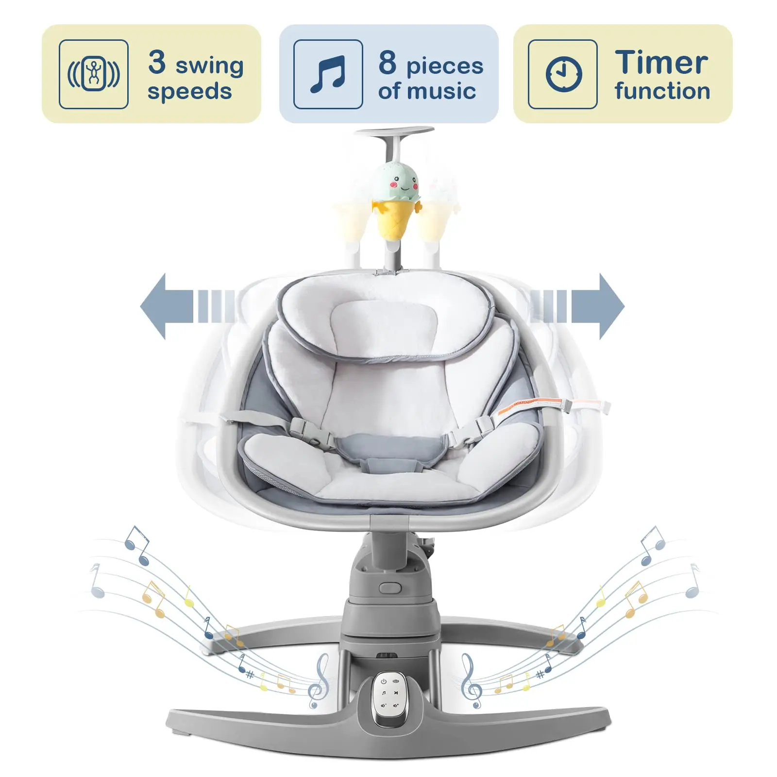 Factory Wholesale OEM newborn  3 Speeds Soothing Music Portable Electric Swing Baby Nursery Rocking Chair