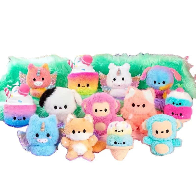 MGA FLUFFIE Small Dog Monkey Cute Plush Doll Girl Doll Decompression Plush Plucking Toy Rainbow Surprise Reveal Super Soft Plush
