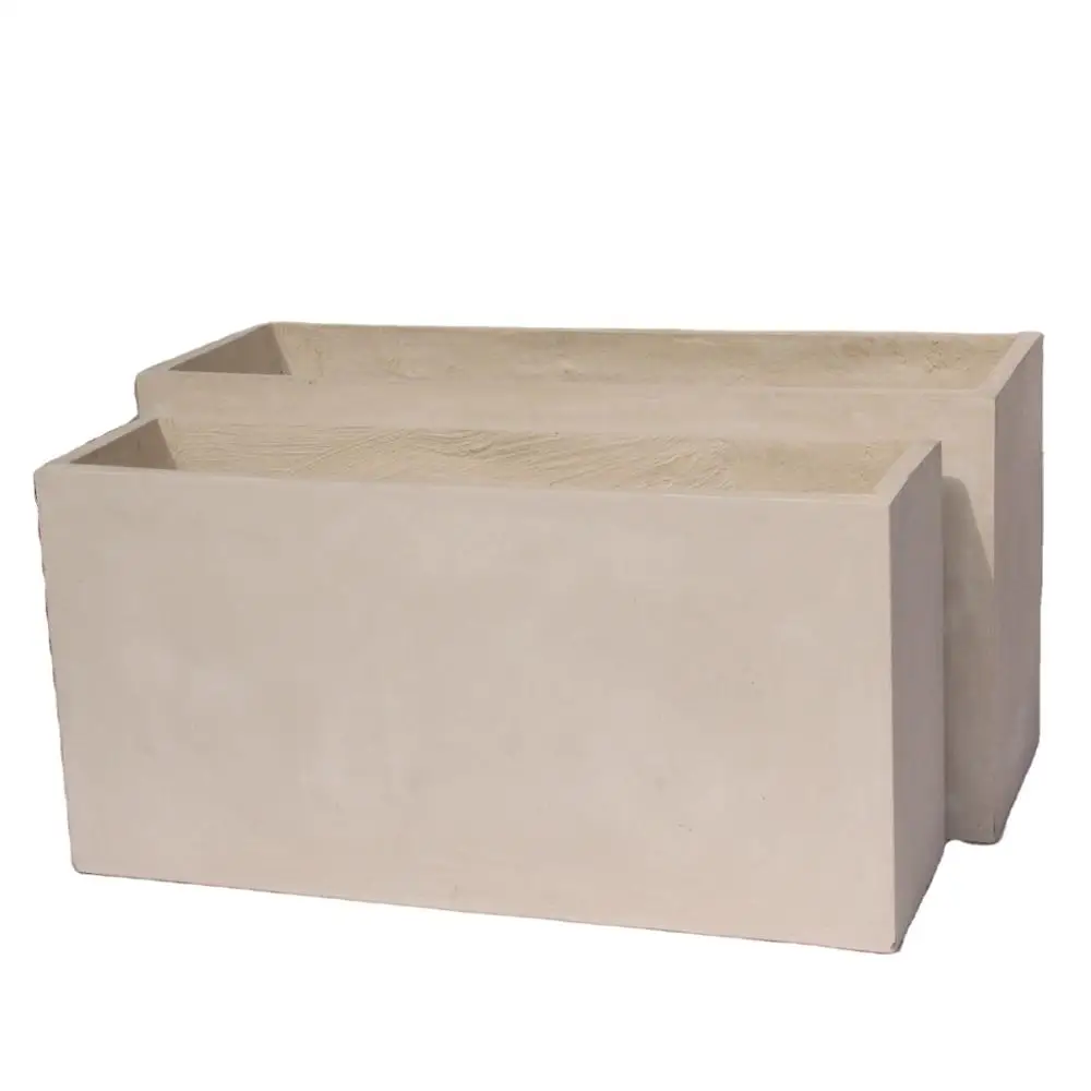 Китайский завод индивидуальный дешевый открытый бежевый большой Бетонный садовый цветочный горшок