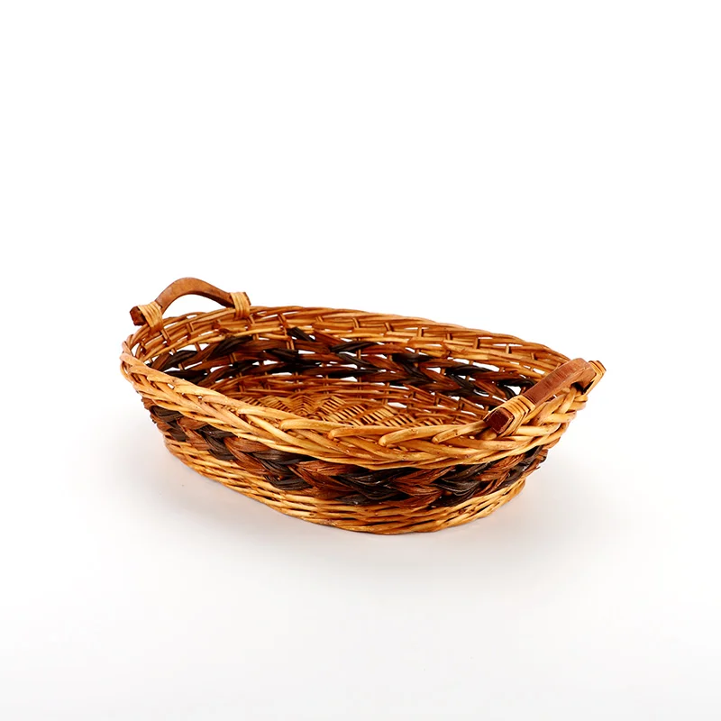 Wholesale Willow Wicker Original brown Italian Plate Food Fruit Storage Baskets for Home Outdoor