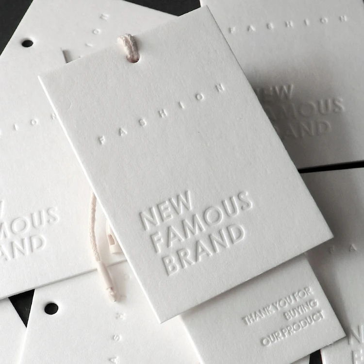 Recyclable Cotton Custom Private Brand Logo Clothing Tags For Clothes Price Tag Price Label Hang Tag With String