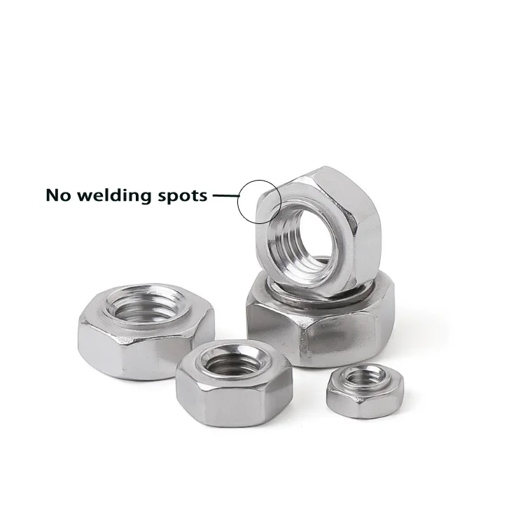Factory Sale SS304 316 Zinc Coated Stainless Steel Hexagon Hex Weld Nuts M4 M5 M6 M8 M10 M12 ISO GB Mining Spot Weld Nut Din929