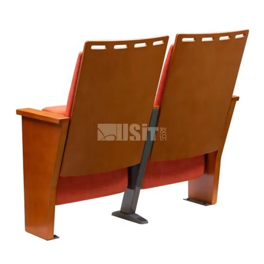 Modern Design Wood Armrest Cinema Seat Church School Theater Chair with Writing Pad
