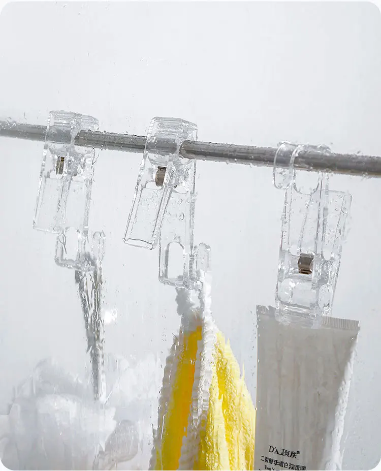 4pcs Transparent Clothespins Hook Laundry Clips for Drying 2 in 1 Clamp Hanger set of 4  multi-functional houseware clips